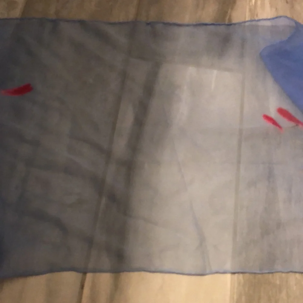 Blue ombré sheer floral scarf